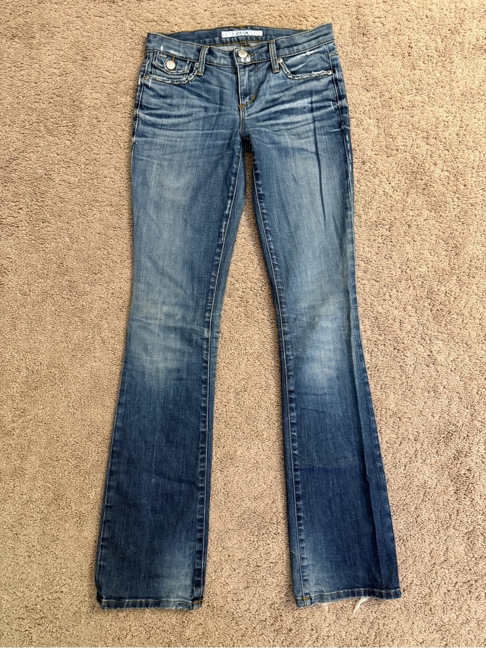 Joes Jeans Women size 24 Blue Mid Wash Stitch Detail Bootcut Denim Long Pants